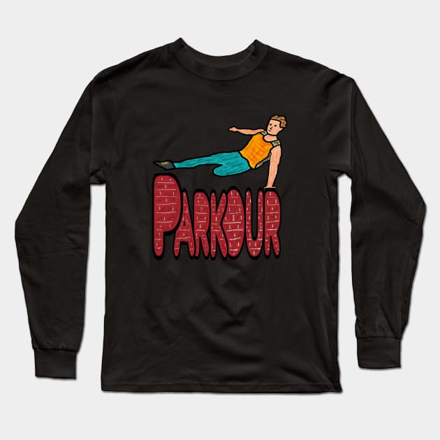 Parkour Long Sleeve T-Shirt by Mark Ewbie